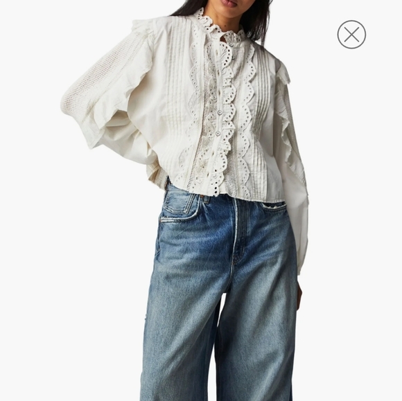 Free people ruffle Eyelet shirt - Picture 4 of 10